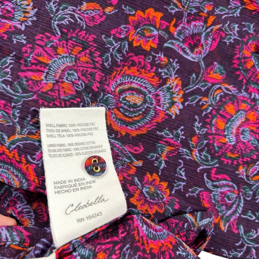 Cleobella x Revolve Fiorella Blouse Purple Paisley Floral Ruffle Long Sleeve L - Picture 9 of 15